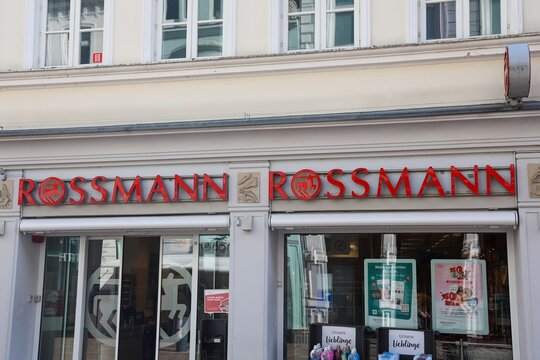 Flensburg, Germany - 17. August 2026: Rossmann drugstore facade with prominent brand signage