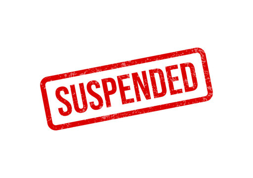 Red suspended stamp or badge with bold white text isolated on transparent background