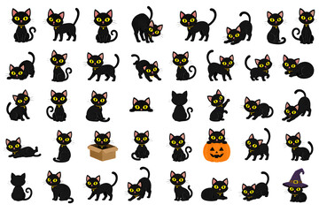 Obraz premium Black Cat Halloween Vector Bundle