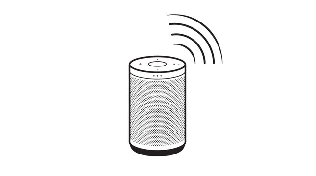 Minimalist smart speaker vector icon, wireless voice assistant device, modern home audio technology illustration