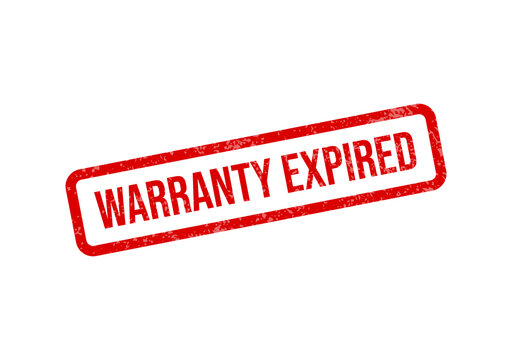 Red warning stamp saying warranty expired isolated on transparent background