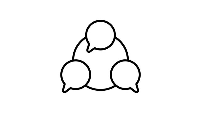 Connecting speech bubbles icon symbolizing group chat and feedback loop.