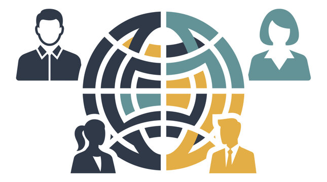 Global business network and people icons connecting around world globe for international collaboration concept.