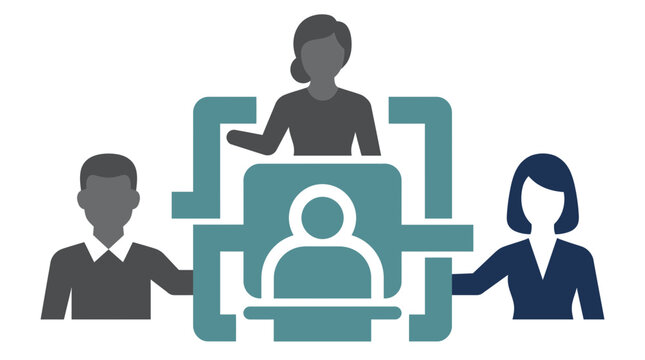 Teamwork network connection representing collaboration and communication between diverse people icons.