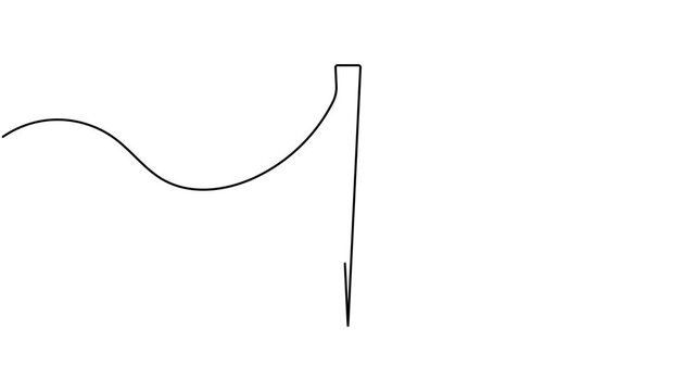 Modern needle thread icon sign continuous one line drawing moving on white background animation 