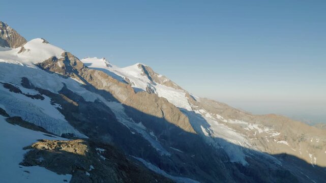 Italian Monte Rosa Alps at sunset captured from the top