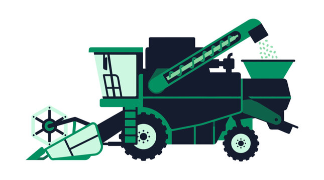 Modern Combine Harvester Machine Isolated