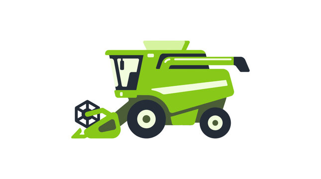 Green Combine Harvester Machine Isolated