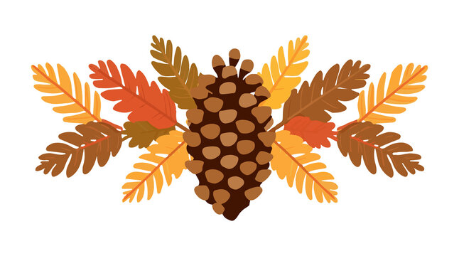 Template pinecone decoration for autumn clean shape and flat design