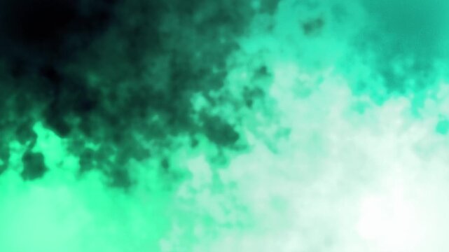 Abstract Motion Background with Glowing Green and Teal Smoky Clouds Flowing
