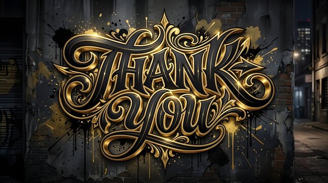 Ornate golden graffiti lettering expressing Sorry, with metallic highlights, intricate curves, and a luxurious decorative style on a dark urban background.