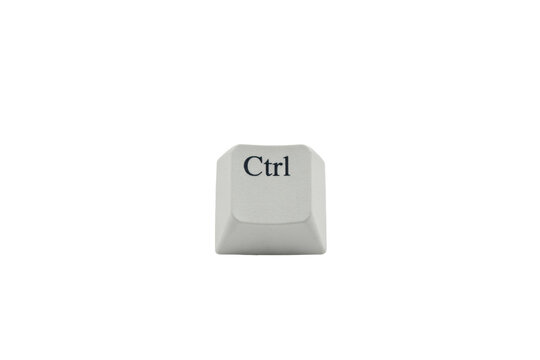 Single white computer keyboard key with the black ctrl text label isolated on a transparent background