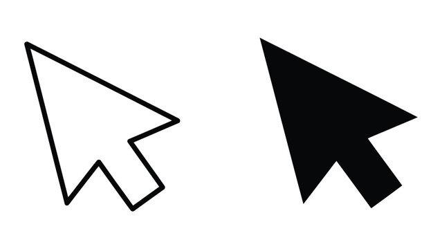 Standard computer mouse cursor arrow icon set in flat vector style isolated on white