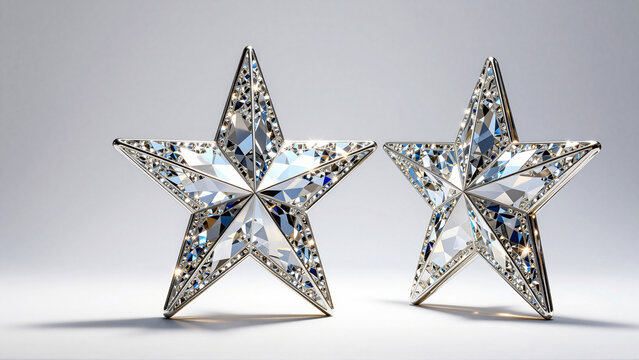 Sparkling Diamond Star Sculptures on Light Background