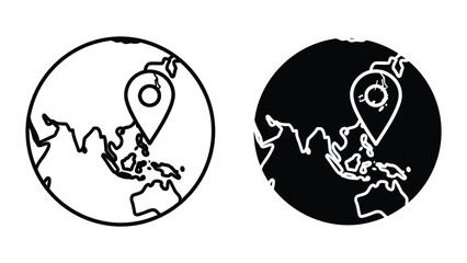 Asian continent location pin vector illustration © Fahad