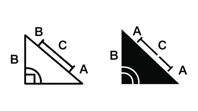 Right angle triangle geometric diagram with sides labeled in vector format