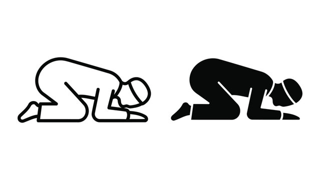 Person kneeling in prayer isolated on transparent background vector illustration