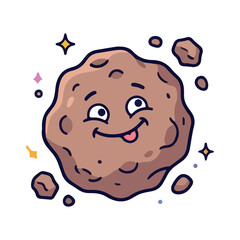 Obraz premium Cute Cartoon Meteorite Character with Playful Silly Expression
