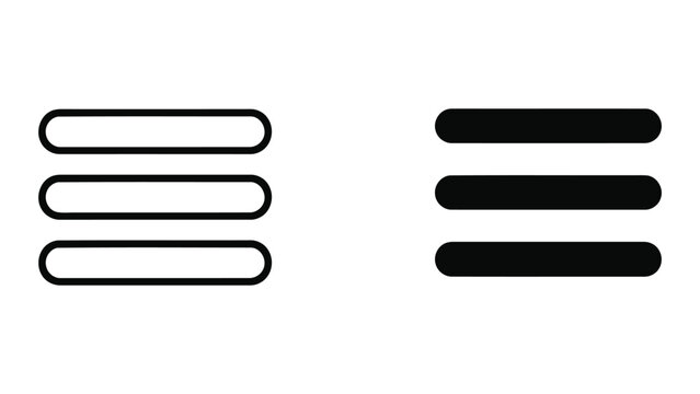 Menu navigation bar lines icon set isolated on transparent background vector graphic