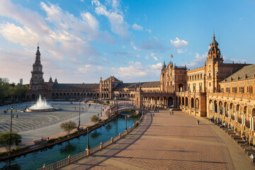 Sunset view of Plaza de Espana square in Seville, Spain © Dmitry Rukhlenko