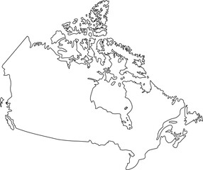 Canada Map Outline PNG, Gray Geographic Country Contour Isolated on Transparent Background for Map and Geography Design © Abul