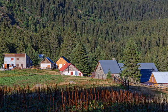 Small village lost in the forests around Lac du Poursollet
