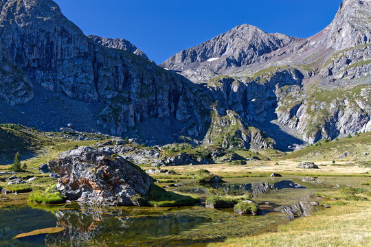 Lac Noir on the Plateau des Lacs du Taillefer, a well-know hiking track