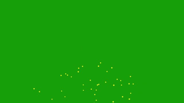 Yellow stars particle explosion on green screen chroma key background