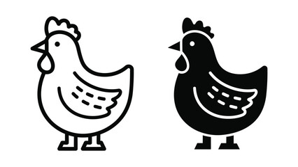 Fototapeta premium Cute farm hen poultry bird vector icon set isolated on transparent background