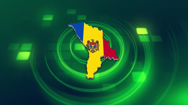 Moldova Flag on its Country Map, 3D Map Flag Opener Suitable for Politics, Elections, Travel, News and Sports Events and Presentations