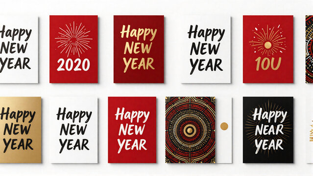 Festive Happy New Year Greeting Card Collection