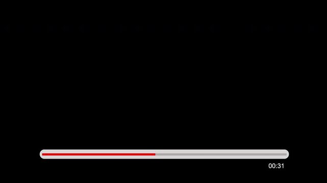 Media Player. Minimal media player progress bar overlay with playback control, timeline and time display, UI UX design and digital content 4k with alpha channel and transparent background 