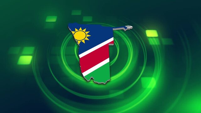 Namibia Flag on its Country Map, 3D Map Flag Opener Suitable for Politics, Elections, Travel, News and Sports Events and Presentations