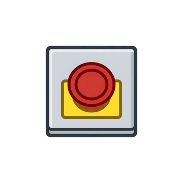 Red Emergency Stop Button Isolated on White Background