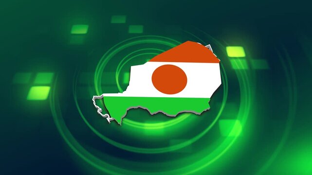 Niger Flag on its Country Map, 3D Map Flag Opener Suitable for Politics, Elections, Travel, News and Sports Events and Presentations