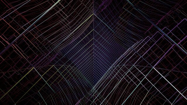 Abstract glowing wireframe geometry.