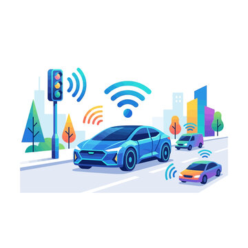 Connected Autonomous Car Driving in Smart City with IoT Wireless Signals