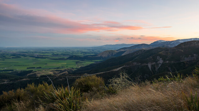 Canterbury Plains at sunset.