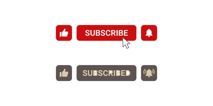 Youtube subscribe button with bell icon and thumb up like for social media channel subscription interface.