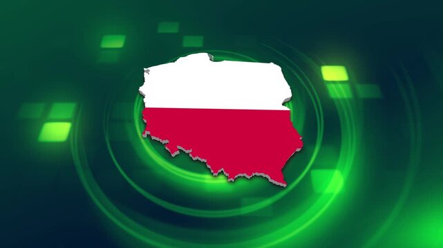 Poland Flag on its Country Map, 3D Map Flag Opener Suitable for Politics, Elections, Travel, News and Sports Events and Presentations