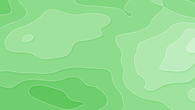 Abstract Green Topographic Background with Organic Contour Lines and Soft Depth. Minimal Green Contour Line Background with Layered Organic Shapes and Shadows.