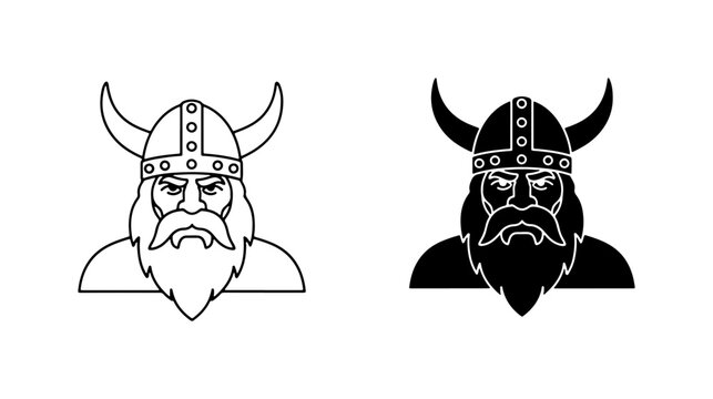 Viking Warrior Icons, Norse Mythology Character Art, Scandinavian Historical Figure Vector