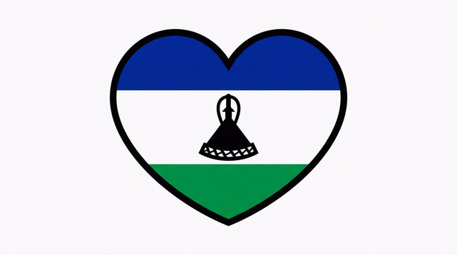 Lesotho Heart National Flag with White Background
&lrm;