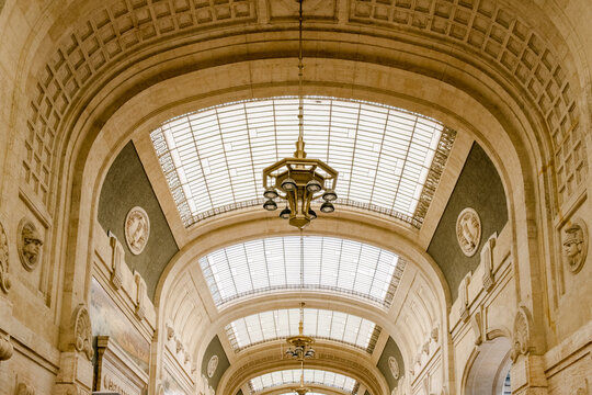 Historic glass roof inside Milan train station
