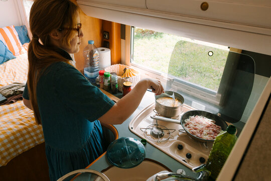 Cooking Inside Motorhome