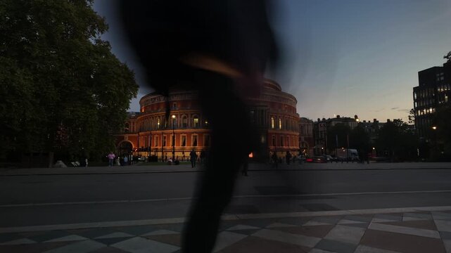Exterior of the famous Royal Albert Hall concert venue (building) and The Albert Memorial in South Kensington, London. Opera theater in England, UK | May 02 2026