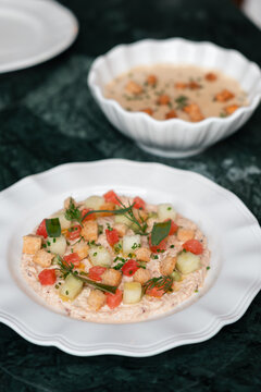 Crab Meat Salad Served with Fresh Fruit and Herbs