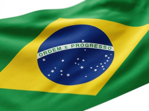 Flag of brazil waving against a white background