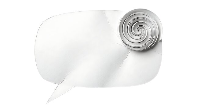Metallic speech bubble with spiral on white background