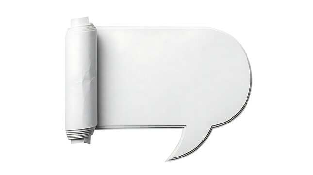 speech bubble with rolled up paper